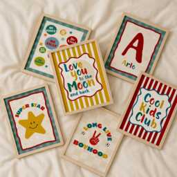 Cool Kids Club, Love You, Set Of 3, Boys Bedroom Prints, To The Moon, Nursery Quote, Colourful Kids, Playroom Decor, Toddler Boy Wall Art - thumbnail 3