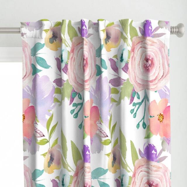 Floral Curtain Panel - Watercolor Springs Large Scale Botanical Nursery Modern Chic Custom Allidomo By Theartwerks - image 1
