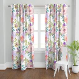 Floral Curtain Panel - Watercolor Springs Large Scale Botanical Nursery Modern Chic Custom Allidomo By Theartwerks - thumbnail 2