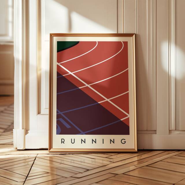 Running Art Print - Minimalist Athletics Poster Bold Track Wall For Home - image 1