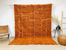 Orange Abstract Shag Moroccan Rug, Large Area Berber Carpet, Boho Living Room Decor, Custom Wool Hand Tufted - thumbnail 1