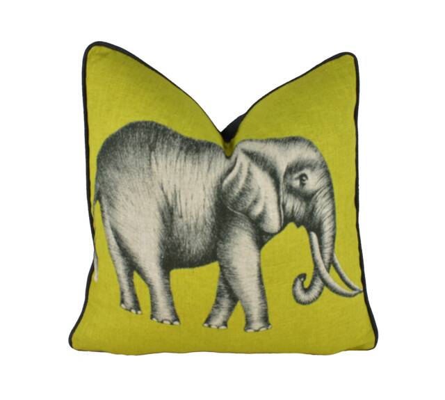 Harlequin - Savanna Elephant Lemon Majestic Contrast Piped Cushion Cover Throw Pillow Handmade Designer Home Decor - image 1