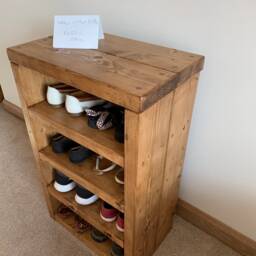 Rustic Solid Wood Shoe Rack Bench Farmhouse Hallway Storage - thumbnail 2