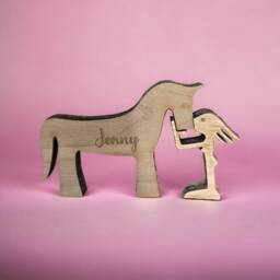 Personalized Wooden Girl & Horse Sculpture Equestrian Home Decor - thumbnail 3