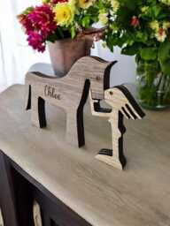 Personalized Wooden Girl & Horse Sculpture Equestrian Home Decor - thumbnail 1