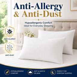 Quilted Pillows Pack Of 2 Bounce Back Hollowfibre Filled Anti Allergenic Washable Ultra Soft & Fluffy