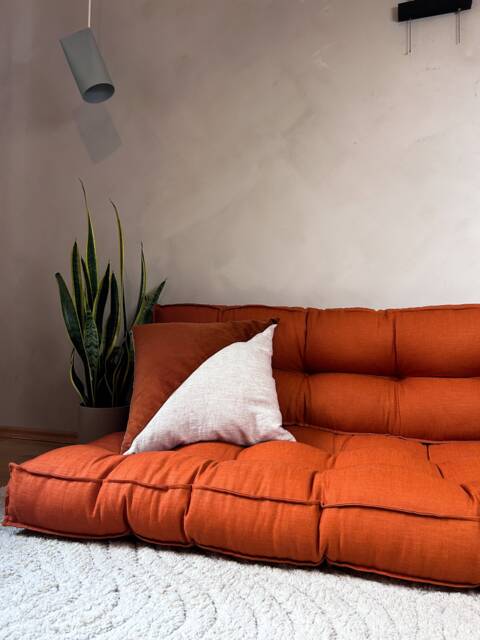 Tufted Linen Floor Sofa French Style Bench Cushion, Custom Sizes Floor Cushions And - image 1