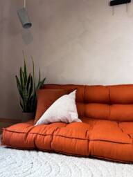 Tufted Linen Floor Sofa French Style Bench Cushion, Custom Sizes Floor Cushions And - thumbnail 1