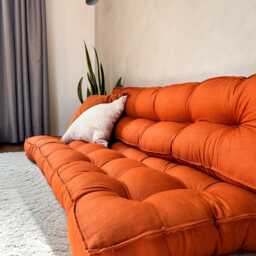 Tufted Linen Floor Sofa French Style Bench Cushion, Custom Sizes Floor Cushions And - thumbnail 2
