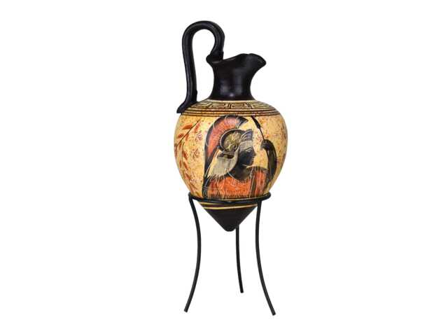 Greek Ancient Ceramic Rhyton Small Vase Pottery Painting Goddess Athena Handmade - image 1