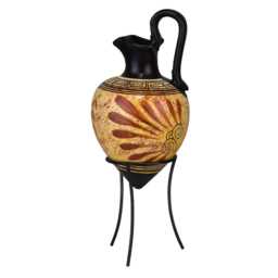 Greek Ancient Ceramic Rhyton Small Vase Pottery Painting Goddess Athena Handmade - thumbnail 3