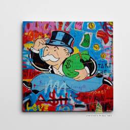 Graffiti Monopoly Money Man Canvas Art Wall Print Picture Abstract Banksy Style Framed Home Decor -D602 - thumbnail 2