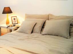 Linen Bedding Set - Queen Size Duvet Cover & 4 Pillow Cases , Natural, Washed Linen - thumbnail 1