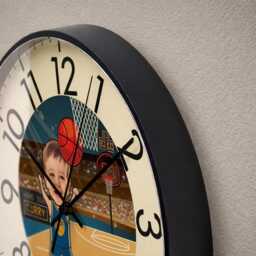 Custom Photo Clock Personalized Baby Toddler Kids Children Picture Wall Gift Game Toy Decor For Boys - Basketball Theme - thumbnail 2