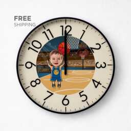 Custom Photo Clock Personalized Baby Toddler Kids Children Picture Wall Gift Game Toy Decor For Boys - Basketball Theme