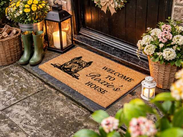 Welcome To Roxie's House Doormat - Custom Entrance Mat Personalized Dog Rug - image 1