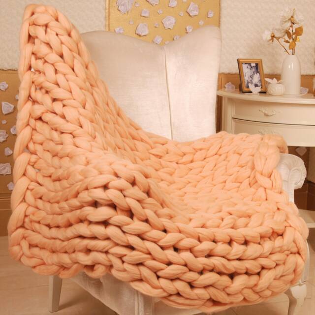 Handmade Chunky Knit Merino Wool Blanket, Bulky Throw - image 1