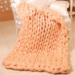 Handmade Chunky Knit Merino Wool Blanket, Bulky Throw - thumbnail 2