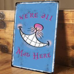 Cheshire Cat Metal Wall Sign Alice in Wonderland Tea Party Decor - thumbnail 2
