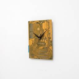 Large Dark Yellow Wall Clock, 12'' Decor, Gift For Husband Boyfriend Father Brother, Recycled Motherboard Decor Man Cave Accessory - thumbnail 3