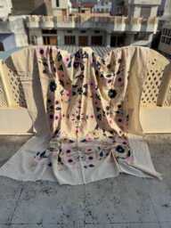 Cotton Suzani Hand-Embroidered Quilt, Traditional Floral Embroidery, Artisan Bedding For Elegant Interiors - thumbnail 1