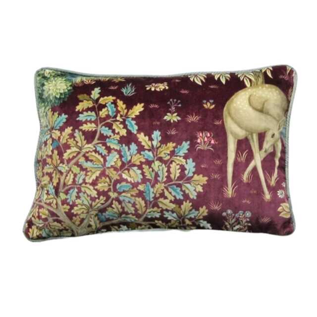 William Morris The Brook, Arts & Crafts, Burgundy, Duck Egg Blue, Velvet Cushion, Throw Pillow Cover, Home Decor, 14 X 20 Ins - image 1