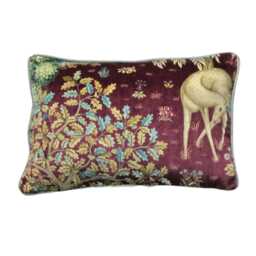 William Morris The Brook, Arts & Crafts, Burgundy, Duck Egg Blue, Velvet Cushion, Throw Pillow Cover, Home Decor, 14 X 20 Ins - thumbnail 1