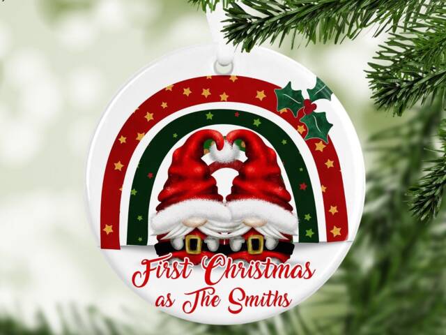 Gonk Gonks Christmas Personalised Kids Gift Present Keepsake Novelty Bauble Tree Xmas Couple Boyfriend Girlfriend