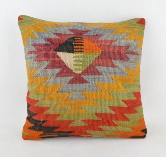 Kilim Pillow K20 16x16Inc, Kilim Cover, Home Decor, Decorative Throw - image 1