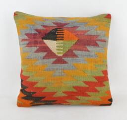 Kilim Pillow K20 16x16Inc, Kilim Cover, Home Decor, Decorative Throw - thumbnail 1