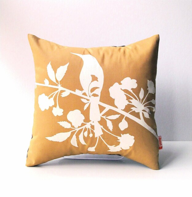 Golden Brown Blooming Blossom-Mini 10.5 Inches Square Pillow - image 1