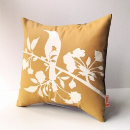 Golden Brown Blooming Blossom-Mini 10.5 Inches Square Pillow - thumbnail 3