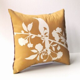 Golden Brown Blooming Blossom-Mini 10.5 Inches Square Pillow - thumbnail 2