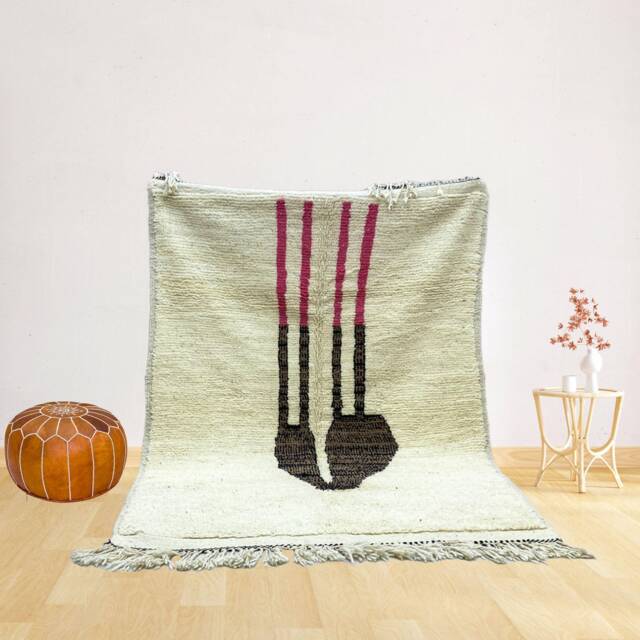 Handmade Beni Ourain Rug White Moroccan Wool Area Rug - image 1