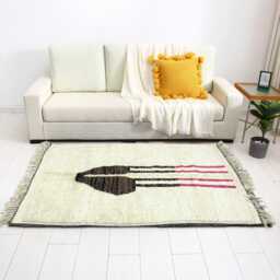 Handmade Beni Ourain Rug White Moroccan Wool Area Rug - thumbnail 3