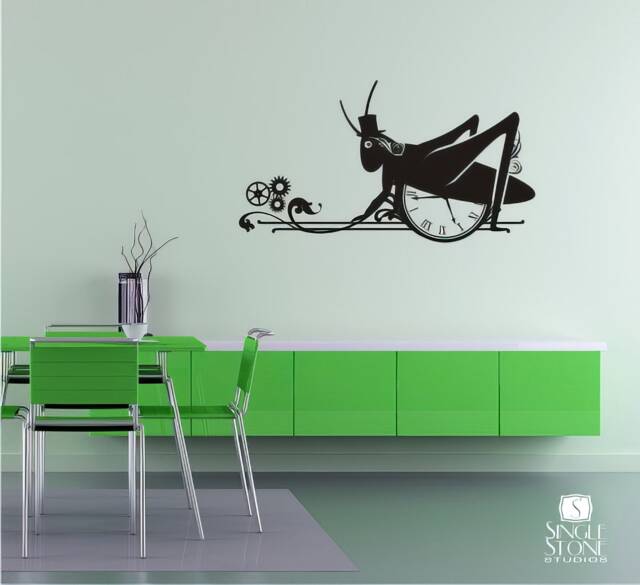 Steampunk Grasshopper Wall Decal - Vinyl Art Stickers Custom Home Decor - image 1