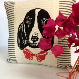 Springer Spaniel Pillow Hand Block Print Dog Throw Pillow - thumbnail 3