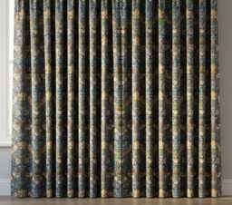 Custom William Morris Strawberry Thief Blackout Curtains Navy Pinch Pleat