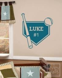 Baseball Name Plate - Personalized Vinyl Wall Decal - thumbnail 2