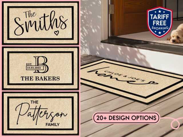 Personalised Family Name Outdoor Welcome Rug, Hard Wearing Door Mat - image 1