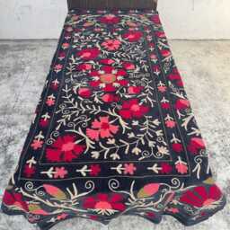 Hand-Embroidered Velvet Suzani Quilt in Luxurious Soft For Bedding Or Couch - thumbnail 2