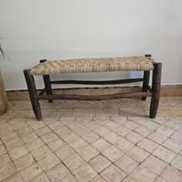 Moroccan Bench With Palm Leaf Cord - thumbnail 4
