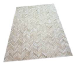 Cowhide Herringbone Rug Tapis Peau De Vache Kuhfell Teppich Chevron White 1.8 X 2.4 M - 8X6Ft - thumbnail 1
