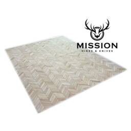 Cowhide Herringbone Rug Tapis Peau De Vache Kuhfell Teppich Chevron White 1.8 X 2.4 M - 8X6Ft - thumbnail 2