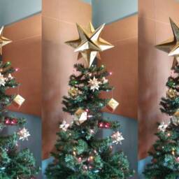 Origami Star Christmas Tree Topper Embossed Silver Foil - thumbnail 4