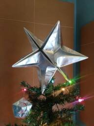 Origami Star Christmas Tree Topper Embossed Silver Foil