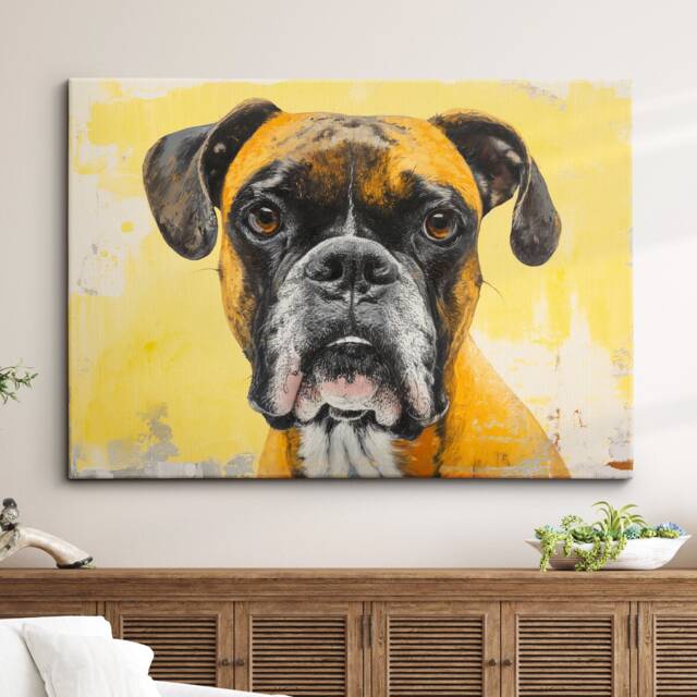Boxer Gold Style Abstract Dog Oil Painting Framed Poster Print Or Canvas Wall Decor Art Bedroom Home Interior Gift For Pet Lover - image 1