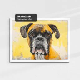 Boxer Gold Style Abstract Dog Oil Painting Framed Poster Print Or Canvas Wall Decor Art Bedroom Home Interior Gift For Pet Lover - thumbnail 3