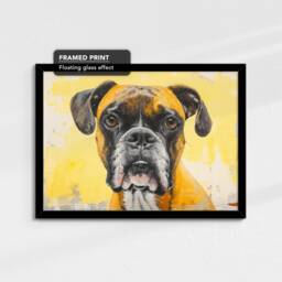 Boxer Gold Style Abstract Dog Oil Painting Framed Poster Print Or Canvas Wall Decor Art Bedroom Home Interior Gift For Pet Lover - thumbnail 2
