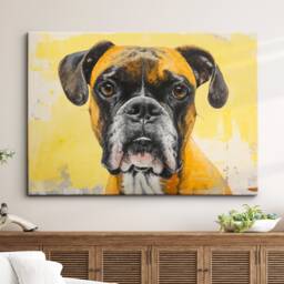 Boxer Gold Style Abstract Dog Oil Painting Framed Poster Print Or Canvas Wall Decor Art Bedroom Home Interior Gift For Pet Lover